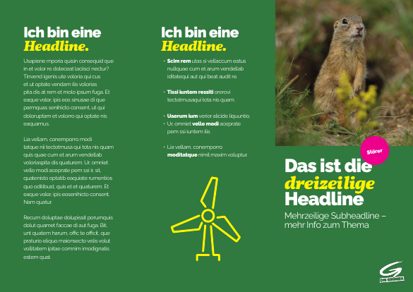 Z-Falz 6-seitig · Zweigeteiltes Cover